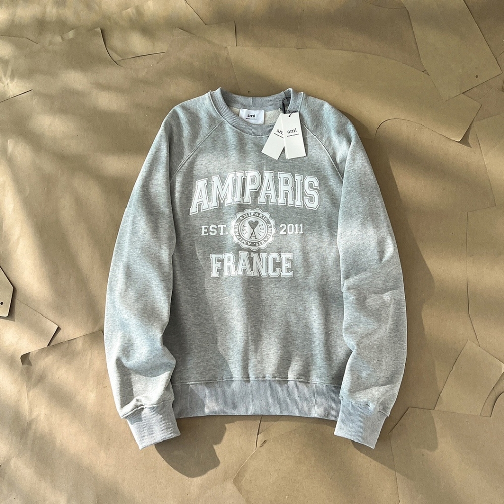 Ami Letter Pattern Sweater - Grey